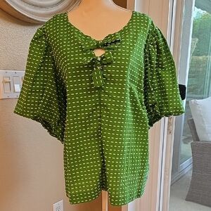 Kate Spade For Target Green Flutter Sleeve Blouse with Tie Front 💚💚💚